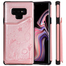 For Galaxy Note9 Cat Bee Embossing Pattern Shockproof Protective Case with Card Slots & Photo Frame(Rose Gold)