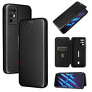 For ZTE Nubia Red Magic 6R Carbon Fiber Texture Magnetic Horizontal Flip TPU + PC + PU Leather Case with Card Slot(Black)