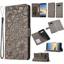 For Samsung Galaxy Note8 Skin Feel Embossed Sunflower Horizontal Flip Leather Case with Holder & Card Slots & Wallet & Lanyard(Gray)
