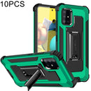 For Samsung Galaxy A51 5G 10 PCS Knight Jazz PC+TPU Shockproof Protective Case with Foldable Holder(Dark Green)
