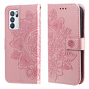 For OPPO Reno 6 Pro 5G 7-petal Flowers Embossing Pattern Horizontal Flip PU Leather Case with Holder & Card Slots & Wallet & Photo Frame(Rose Gold)
