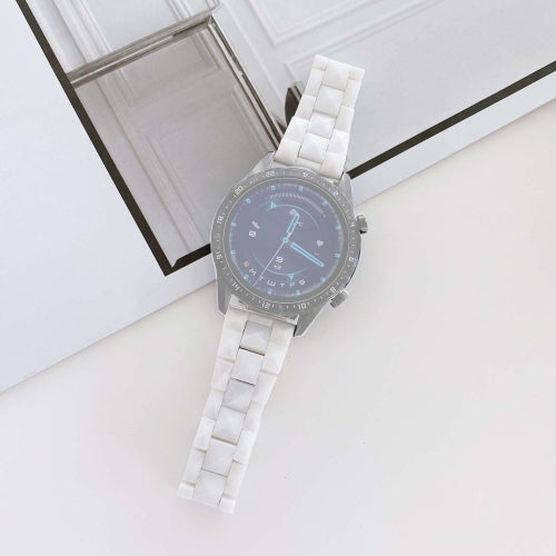 20mm Universal Rhombic Grid Ceramics Replacement Strap Watchband(White)