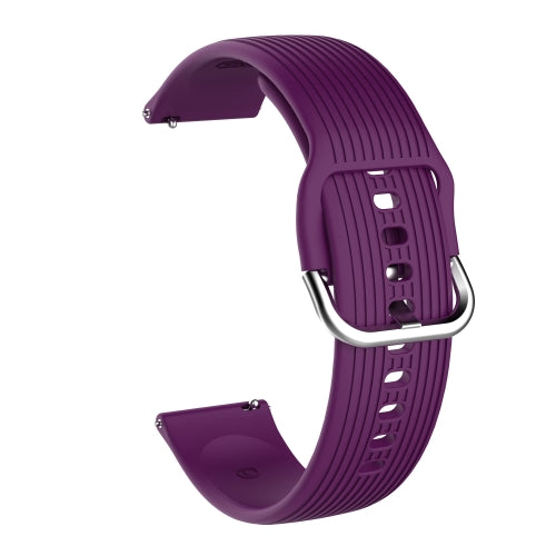 22mm Vertical Texture Silicone Replacement Strap Watchband(Purple)