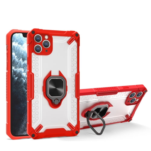 Matte TPU + PC Magnetic Shockproof Case with Ring Holder For iPhone 11 Pro(Red)