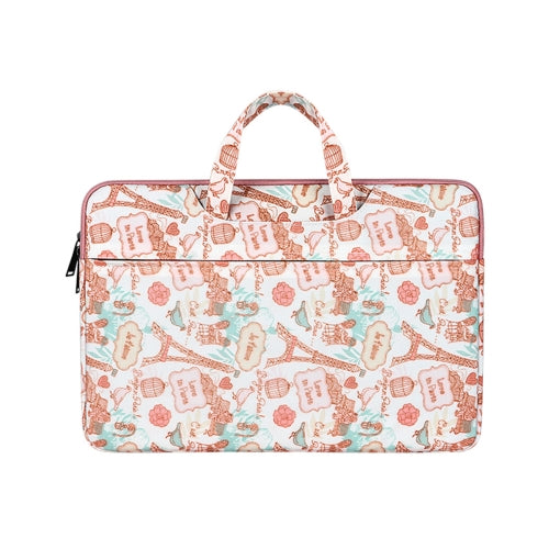 ST01DZ Lightweight Canvas Printed Laptop Bag, Size:14.1-15.4 inch(Flower Pink)