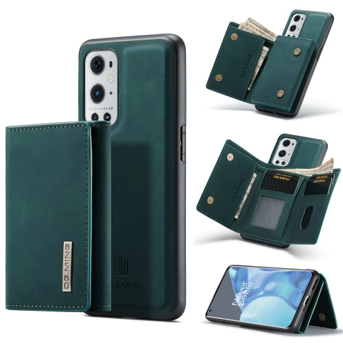 For OnePlus 9 Pro DG.MING M1 Series 3-Fold Multi Card Wallet + Magnetic Back Cover Shockproof Case with Holder Function(Green)