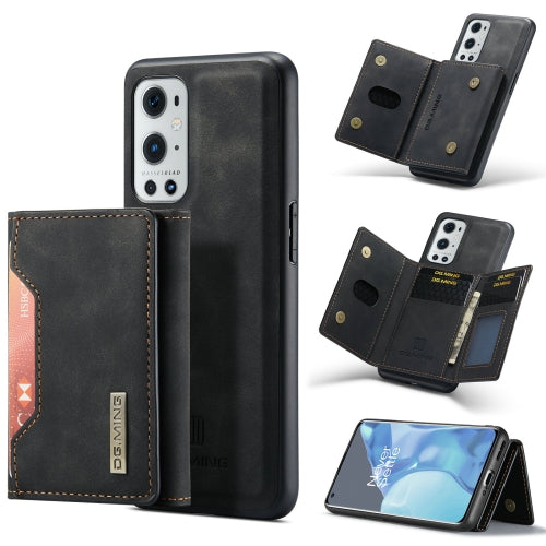 For OnePlus 9 Pro DG.MING M2 Series 3-Fold Multi Card Bag + Magnetic Back Cover Shockproof Case with Wallet & Holder Function(Black)