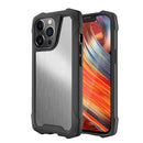 Stainless Steel Metal PC Back Cover + TPU Heavy Duty Armor Shockproof Case For iPhone 13 Pro(Brush Silver)