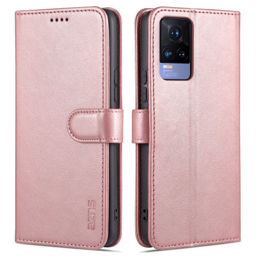 For vivo V21e / Y73 2021 AZNS Skin Feel Calf Texture Horizontal Flip Leather Case with Card Slots & Holder & Wallet(Rose Gold)