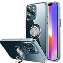 Shockproof Matte Transparent TPU Protective Case with Ring Holder For iPhone 13 Pro Max(White)