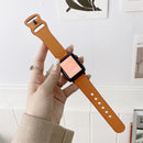 8-shape Buckle Retro Leather Replacement Strap Watchband For Apple Watch Series 7 41mm / 6 & SE & 5 & 4 40mm / 3 & 2 & 1 38mm(Yellow)