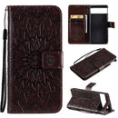 For Google Pixel 6 Pro Sun Embossing Pattern Horizontal Flip Leather Case with Card Slot & Holder & Wallet & Lanyard(Brown)