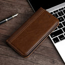 For Samsung Galaxy A31 Grid Texture Magnetic PU + TPU Horizontal Flip Leather Case with Holder & Card Slot(Brown)