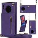 For Huawei Mate 30 Pro Cross-body Zipper Square TPU+PU Back Cover Case with Holder & Card Slots & Wallet & Strap(Purple)