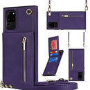 For Samsung Galaxy S20 Ultra Cross-body Zipper Square TPU+PU Back Cover Case with Holder & Card Slots & Wallet & Strap(Purple)