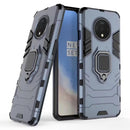 For OnePlus 7T Shockproof PC + TPU Case with Magnetic Ring Holder(Navy)