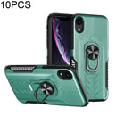 10 PCS Shield Armor PC+TPU Protective Case with 360 Degree Rotation Ring Holder For iPhone XS / X(Cyan)