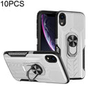 10 PCS Shield Armor PC+TPU Protective Case with 360 Degree Rotation Ring Holder For iPhone XS Max(Silver)