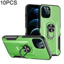 10 PCS Shield Armor PC+TPU Protective Case with 360 Degree Rotation Ring Holder For iPhone 12 / 12 Pro(Green)