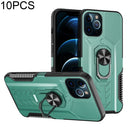 10 PCS Shield Armor PC+TPU Protective Case with 360 Degree Rotation Ring Holder For iPhone 12 Pro Max(Cyan)