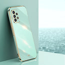 For Samsung Galaxy A52 5G XINLI Straight 6D Plating Gold Edge TPU Shockproof Case(Mint Green)