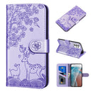 For Samsung Galaxy A52 5G / 4G Sika Deer Embossing Pattern Horizontal Flip PU Leather Case with Holder & Card Slot & Wallet & Photo Frame(Purple)