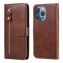 Fashion Calf Texture Zipper Horizontal Flip Leather Case with Stand & Card Slots & Wallet Function For iPhone 13 Pro(Brown)