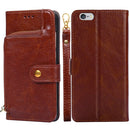 Zipper Bag PU + TPU Horizontal Flip Leather Case with Holder & Card Slot & Wallet & Lanyard For iPhone 6 Plus / 6s Plus(Brown)