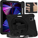 Silicone + PC Protective Tablet Case with Holder & Shoulder Strap For iPad Pro 11 2021 / 2020 / 2018(Black)