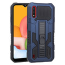 For Samsung Galaxy A01 US Version Vanguard Warrior All Inclusive Double-color Shockproof TPU + PC Protective Case with Holder(Cobalt Blue)