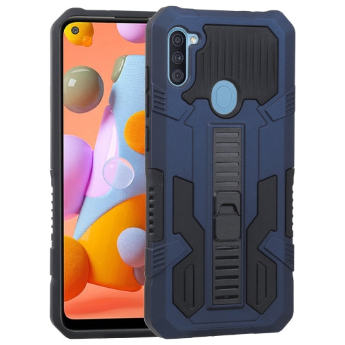 For Samsung Galaxy A11 US Version Vanguard Warrior All Inclusive Double-color Shockproof TPU + PC Protective Case with Holder(Cobalt Blue)