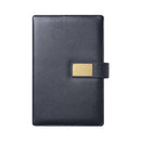 A5 Flat Buckle Double Bag Business Style PU Notebook Magnetic Buckle Notebook(Navy Blue)
