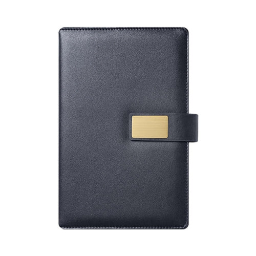 A5 Flat Buckle Double Bag Business Style PU Notebook Magnetic Buckle Notebook(Navy Blue)