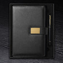 A5 Flat Buckle Double Bag Business Style PU Notebook Magnetic Buckle Notebook, Specification:Gift Box(Black)