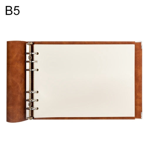 B5 Faux Leather Loose-leaf Grid Notebook, Style:Blank Inner Core(Brown)