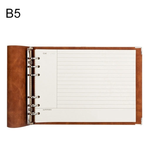 B5 Faux Leather Loose-leaf Grid Notebook, Style:Cornell Horizontal Wire Inner Core(Brown)
