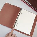A5 Faux Leather Loose-leaf Grid Notebook, Style:Checkered Core(Brown)