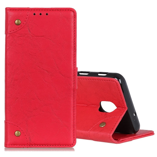 For Nokia 2.3 Copper Buckle Retro Crazy Horse Texture Horizontal Flip Leather Case with Holder & Card Slots & Wallet(Red)
