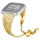 For Fitbit Versa Flower Shape Metal Diamond-studded Chain Wristband Watchband(Gold)