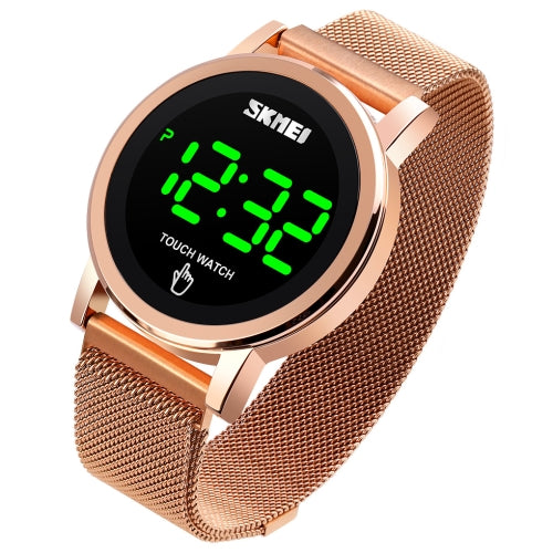 SKMEI 1668 Round Dial LED Digital Display Electronic Watch with Touch Luminous Button(Rose Gold)