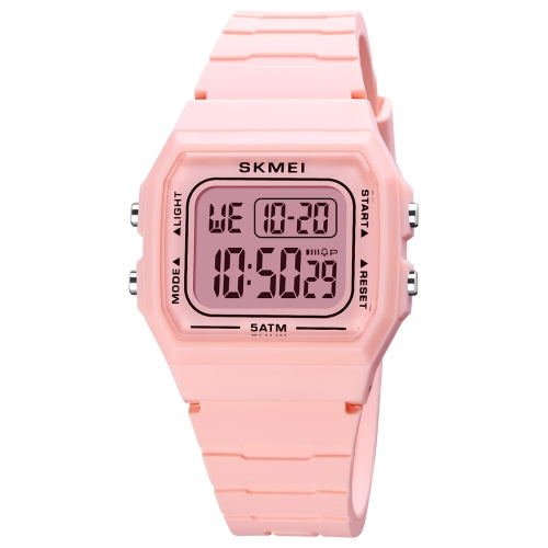 SKMEI 1683 Dual Time LED Digital Display Luminous Silicone Strap Electronic Watch(Pink)