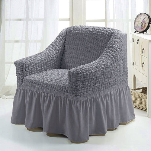 Four Seasons Universal Elastic Full Coverage Skirt Style Sofa Cover, Size: Single S 90-140cm(One-color Middle Grey)