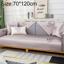 Feather Pattern Summer Ice Silk Non-slip Full Coverage Sofa Cover, Size:70x120cm(Light Grey)
