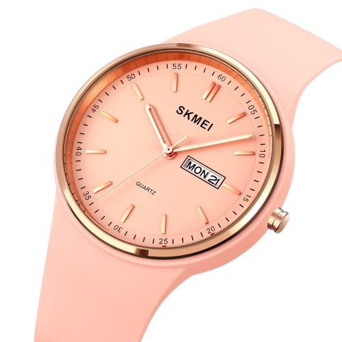 SKMEI 1747 Simple Bar scale Dial Silicone Strap Quartz Watch for Ladies(Pink)