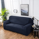 Double Seat Corn Grain Knitted Fabric Elastic Thickened Full Coverage Sofa Cover, Color:Navy
