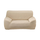 Double Seat Corn Grain Knitted Fabric Elastic Thickened Full Coverage Sofa Cover, Color:Beige