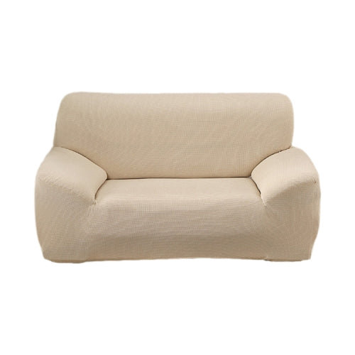 Double Seat Corn Grain Knitted Fabric Elastic Thickened Full Coverage Sofa Cover, Color:Beige