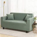 Double Seat Corn Grain Knitted Fabric Elastic Thickened Full Coverage Sofa Cover, Color:Cypress Green
