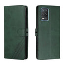 For Realme 8 5G Stitching Style 2-Color Cow Texture Horizontal Flip PU Leather Case with Holder & Card Slot & Lanyard(Green)