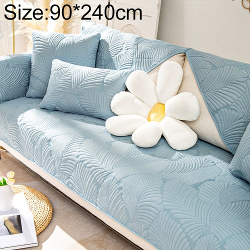 Four Seasons Universal Simple Modern Non-slip Full Coverage Sofa Cover, Size:90x240cm(Banana Leaf Blue)